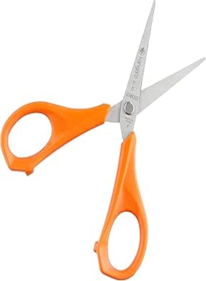Kangaro elegant stainless scissors with plastic handle and round tip 128 mm - orange